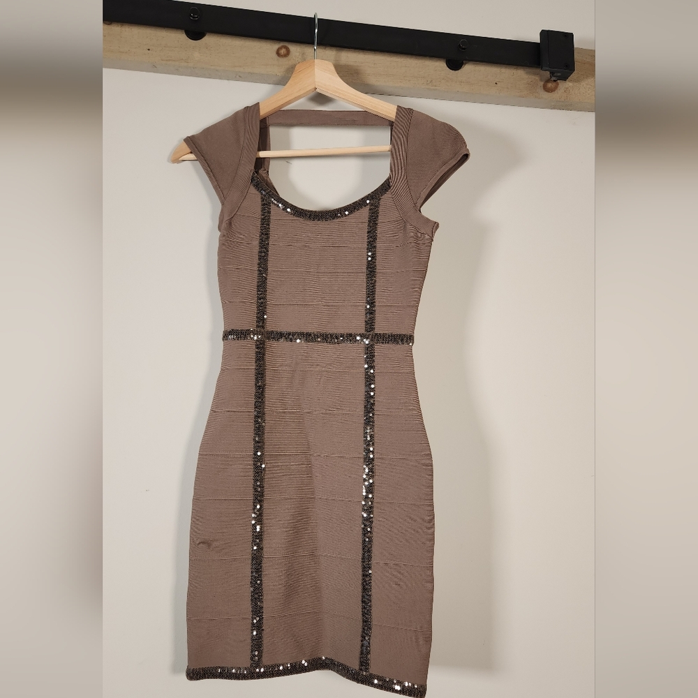 Guess Brown Sequin Mini Dress